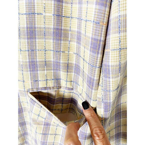 Free People X We The Free Womens Plaid Pastel Beckett Boyfriend Oversized Blazer - Picture 5 of 11